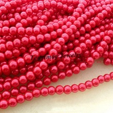 Moda Fios 5 85 cm/Strand 6mm Vermelho Vidro Pérola Contas Loose Frete Grátis 2024 - compre barato