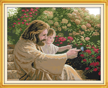 New Jesus and a kid home decor canvas Cross Stitch kit people 14ct white 11ct print embroidery DIY handmade needlework wall 2024 - buy cheap
