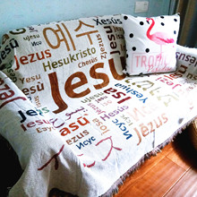 Shabby chic "jesus" tapete de algodão cobertor grosso lance tapete sofá toalha cobertor cobertura de cama sala felts tapeçaria decoração do vintage 2024 - compre barato