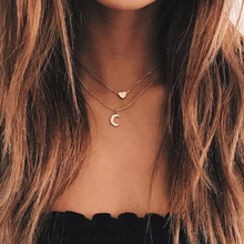 Gold Color Heart Choker Necklace For Women Long Moon Tassel Pendant Chain Necklaces & Pendants Fashion Jewelry Gift NEW 2024 - buy cheap