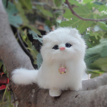 Modelo de gato branco com movimento de 17x15 cm, artesanato com pele e plástico, gato miaow com movimento, decoração de casa, presente de natal w5834 2024 - compre barato
