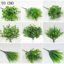 YO CHO Plante Artificielle 7 Forks Imitation Plastic Ferns Grass Green Leaves Fake Plants for Home Garden Outdoor Decoration 2024 - купить недорого