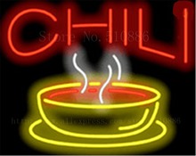 Chili NEON SIGN Real GLASS Tube Beer PUB Restaurant Signboard display Decorate Shop Burger Soup Light Signs 19*15" 2024 - buy cheap