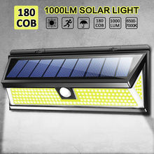 1000LM 180LED COB colector solar luz exterior jardín seguridad lámpara Sensor de movimiento inalámbrico impermeable para caminos de patio de garaje 2024 - compra barato