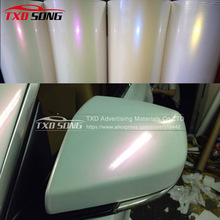 1.52x20m/Roll Glossy Pearl White Chameleon Vinyl film Wrap High Poly Metallic Chrome Pearl Car Stickers Bubble Air Free Release 2024 - buy cheap