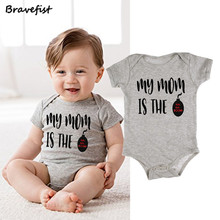 0-24M Gray Newborn Bodysuits Summer Children Clothes My Mom Is The Bom Letters Print Baby Jumpsuits Infant Outfits Cotton Onesie 2024 - buy cheap
