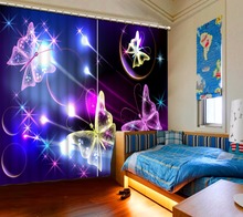 3D Window Curtain Natural Beautiful Anime Colorful Butterfly Curtain girl Bathroom Blackout Customize Size Curtain Fabric 2024 - buy cheap