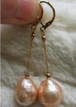 Wholesale price  ^^^Nice 10-12MM AAA PERFECT south sea pink Baroque pearl dangle earrings 2024 - buy cheap