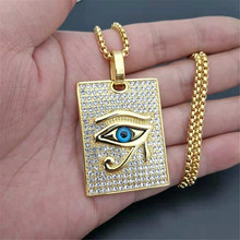 Ancient Egypt The Eye Of Horus Pendant Necklaces Gold Color Stainless Steel Square Necklaces Iced Out Bling Jewelry Dropshipping 2024 - buy cheap