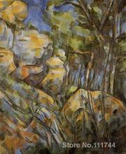 Obra de arte de Paul Cezanne, rocas cerca de las cuevas sobre el castillo negro, Pinturas Modernas, paisaje hecho a mano de alta calidad 2024 - compra barato