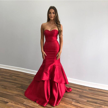 Elegant Mermaid Prom Dresses Sweetheart Tiered Skirt Floor Length Women Formal Party Dress Burgundy Special Occasion Prom Gowns 2024 - buy cheap