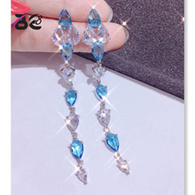 Be 8 2018 New Elegant Water Drop Crystal Long Statement Earrings, Long Dangle Earrings for Women Gift Pendientes Mujer Moda E669 2024 - buy cheap