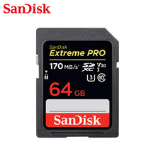 Sandisk-tarjeta SD Extreme Pro Original, 64GB, USH-I, velocidad máxima de lectura, 170 MB/s, V30, Clase 10, U3, 4K, UHD, para cámara 2024 - compra barato