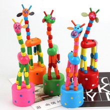1 шт. Детские Обучающие деревянные игрушки блоки качалка Жираф Игрушка Дети танцуют стоячая проволока животное случайный дропшиппинг 2024 - купить недорого