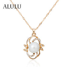 ALULU Fashion Women Pearl Pendant Necklace Gold Necklaces & Pendants Rhinestone Long Necklace Jewelry For Women 2024 - buy cheap