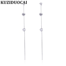 Kuziduocai-Pendientes con forma de línea de circón para mujer, joyería de moda, no se decolora, deslumbrantes, con borlas, regalos, E-243 2024 - compra barato