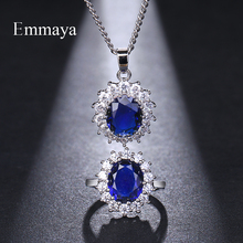 Набор украшений для женщин Emmaya, серебряное кольцо с синим Австрийскими кристаллами 2024 - купить недорого