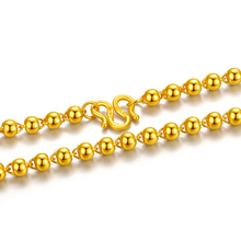 Solid 24K Yellow Gold Necklace Women 4mm Smooth Beads Necklace Chain 12.82g 2024 - buy cheap