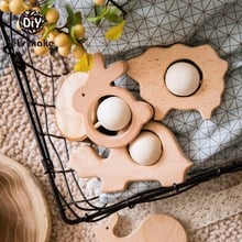 Let's make Wooden Teether Food Grade Tiny Rod Wood DIY Animal Cartoon Unicorn Shape 1PC Teething Toys 4-6 Months Baby Teethers 2024 - buy cheap