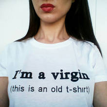 Забавные мужские и женские футболки с буквенным принтом, хлопковая футболка унисекс с коротким рукавом, футболка I'm a virgin 2024 - купить недорого