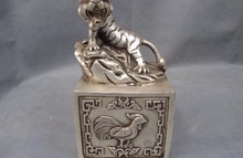 7 Chinese White Copper Silver Fengshui Lucky Zodiac Tiger Chicken OX Snake Seal 2024 - buy cheap