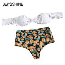 BEKOSHINE Print Bikini Set Flower Swimwear Bathing Suit Biquini off shoulder Bikini Women Flounce Swimsuit 2018 New Bikinis 2024 - buy cheap