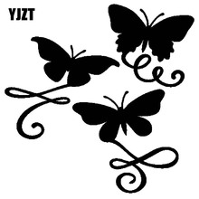 YJZT 15.2CM*15.2CM Butterfly Flourishes Car Sticker Bug Insect Vinyl Decal Beetle Black/Silver C19-0176 2024 - buy cheap