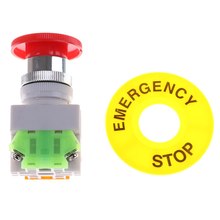 Interruptor de botão de parada de emergência, tampa de cogumelo vermelho ac 660v 10a 1no 1nc dpst equipamento de interruptor, elevador, travamento automático