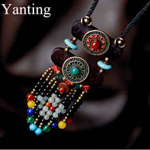 Yanting boho jewelry ethnic bohemian necklace for women natural stone pendant necklaces vintage maxi long rope chain necklace 2024 - buy cheap