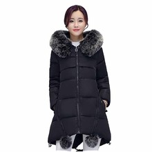 2019 Plus size S-6XL Autumn Winter Parkas Women Thicken Down cotton jacket Fur collar Hooded A-line type Cotton-padded Coat G388 2024 - buy cheap