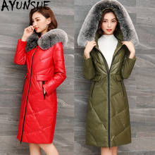 AYUNSUE Sheepskin Genuine Leather Down Jacket for Women Winter Fox Fur Collar Hooded Long Coats Large Size Chaqueta Mujer KJ587 2024 - buy cheap