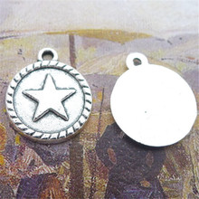 BULK 30pcs Lots Antique Silver Plated Round Shape Star Charm Pendant Wholesale Factory DIY Jewelry 18*15mm 2024 - buy cheap