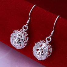 lowest price wholesale for women's silver plated earrings 925 fashion Silver jewelry hollow ball SE100 2024 - buy cheap