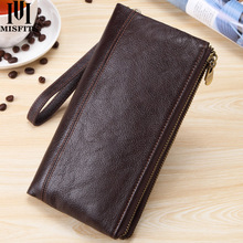 MISFITS Men clutch wallet genuine leather wallets for cell phone zipper clutch bag male cow leather long purse travel Portomonee 2024 - buy cheap