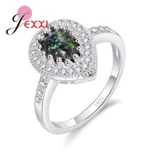 Luxury Colorful CZ Crystal Opal Rings Fashion 925 Sterling Silver Wedding Rings For Women Jewelry  Fashion Party Gifts For Girls 2024 - buy cheap