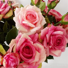 2 головки/Букет настоящие на ощупь розы, Высококачественный искусственный Шелковый цветок для свадебной вечеринки, украшение для свадьбы 2024 - купить недорого