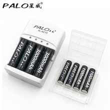 Palo 3in1 bateria recarregável de nimh 1.2v 3000mah 4 pces aa + 4 baterias aaa 1100mah 3a + 9v 6f22 carregador de bateria inteligente 2024 - compre barato