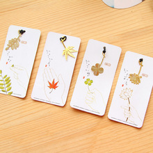 Coloffice Korean stationery Elegant and fresh flowers and phrases bookmarks Lovely plants metal bookmarks Creative gifts 3 piece 2024 - buy cheap