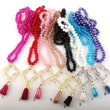 Fashion Bohemian Tribal Jewelry Glass Crystal Knotted Small Tassel Necklaces For Women Necklace 2024 - buy cheap