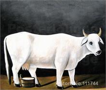 Pintura de Henri Rousseau de vaca blanca sobre fondo negro, paisaje moderno, pintado a mano de alta calidad, a la venta 2024 - compra barato