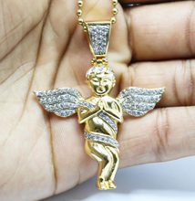 Collar de Ángel de circonia cúbica para hombre y niño con estilo hip hop, micro pavé, joyería de alta calidad, promoción, 24" 2024 - compra barato