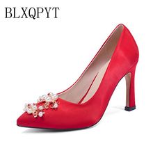 BLXQPYT Big Size 34~43 Shoes Woman High Heels round toe Pumps sweet wedding shoes Zapatos Mujer sapatos femininos 609-50 2024 - buy cheap