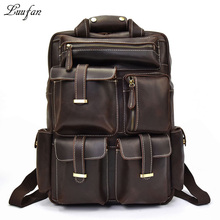 Luufan Backpack Bag Multifunctional Crazy Horse Leather Men Unisex Vintage Casual Fashion Large Capacity Travel School Teenager 2024 - buy cheap