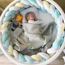 3Shares Plush Knot Weaving Baby Bed Crib Bumper Newborns Handmade Infant Room Decor DIY Newborn Baby Cot Protector 1M/2M 2024 - buy cheap