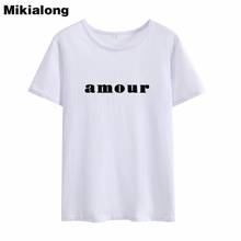 OLN 2018 AMOUR Tumblr женская футболка с буквенным принтом Harajuku Kawaii Женская хлопковая Футболка с круглым вырезом Летний Повседневный Женский хлопковый топ 2024 - купить недорого