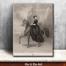 classical court figure white black princess ride horse oil paintings canvas printing printed on canvas art decoration picture 2024 - buy cheap