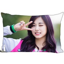 Hot Korea-Pop Custom Chou Tzuyu Satin Pillowcase 35x45cm (one side) Printed Zipper Silk PillowCover Custom Logo gift 2024 - buy cheap