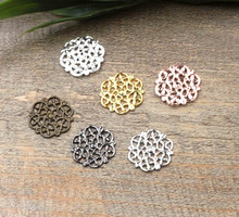 14mm Vintage Filigree Circle Flower Wraps Connectors Links Metal Hair Clasp Bu Yao DIY Clothing Jewelry Findings Multi-color 2024 - buy cheap