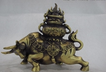 9 Chinese pure Brass Bring countless wealth of cattle ox Lucky fengshui statue 2024 - buy cheap