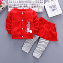 Bebê menina bonito outfits coreano coelho manga comprida cardigan casaco + calças 2 peça conjunto crianças bebes jogging ternos treino sportwear 2024 - compre barato